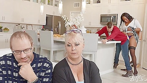 Ebony babe in stockings gets anal sex with her black boyfriend