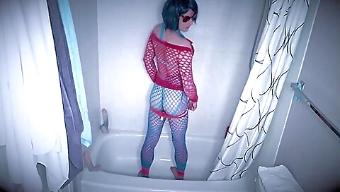 Latina babe with sexy lingerie is masturbating in the shower