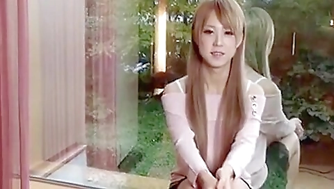 Asian transsexual with a perfect body jerking off in solo