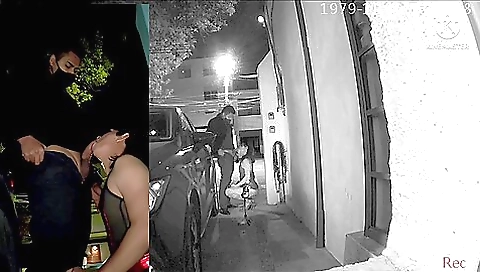 Busty brunette is in a hot outdoor scene with a guy 069