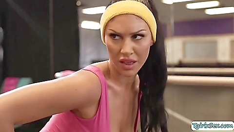 Busty with tattoos gets fucked by a guy and a friend