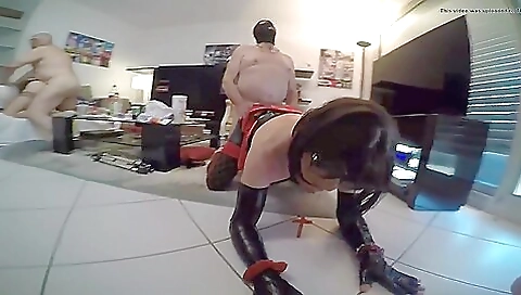 Horny mature brunette tranny is in the best state for anal sex