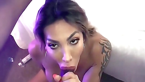 Brunette babe with a black cock is getting it deepthroat