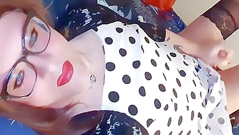 Red haired babe masturbates with her hands on her pussy