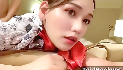 Busty milf in a sexy red lingerie is getting fucked in her hole