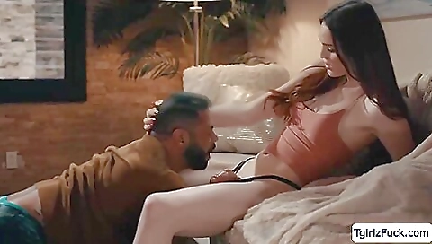 Big boobs brunette plays with her ass and then gets fucked