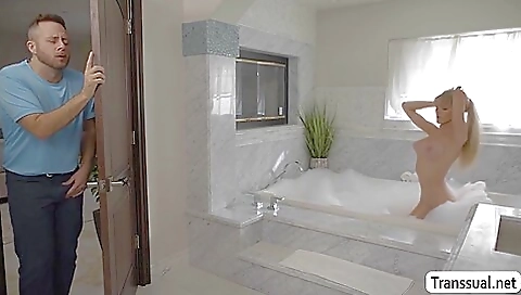 Big ass blonde teen with a great ass sucks a huge dick