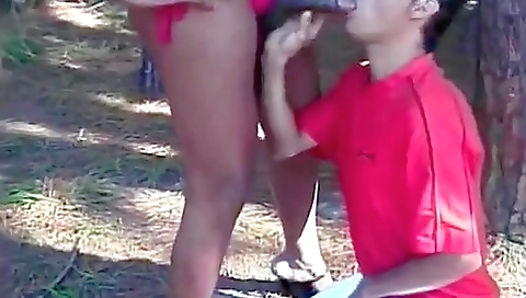 Ebony tranny with a hot body is getting her tight ass pulled